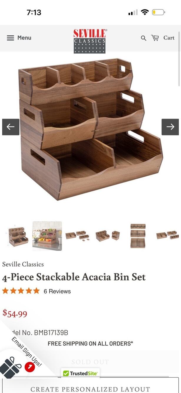 Seville Classics Home 4 Pc Stackable Bin Organizer